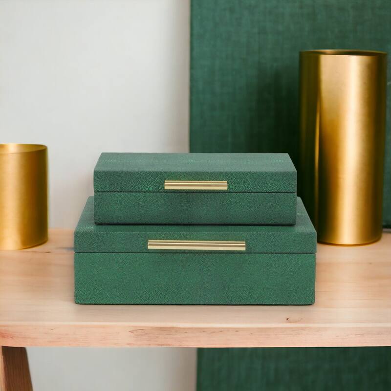 Lusan Black Vinyl Decorative Box Set - Green Shagreen