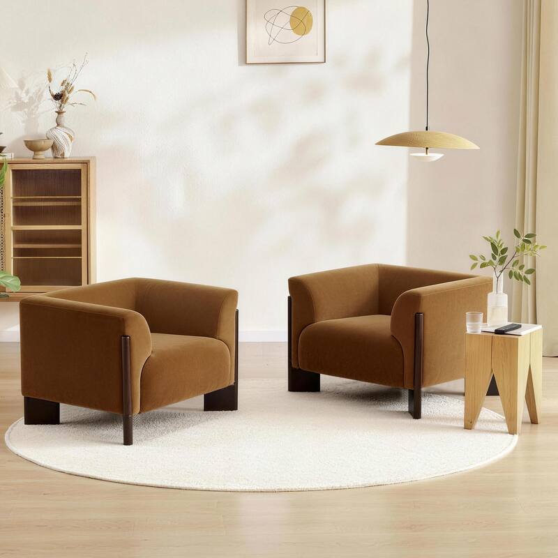 2 set Modern Upholstered Arm Club Chair - Orange