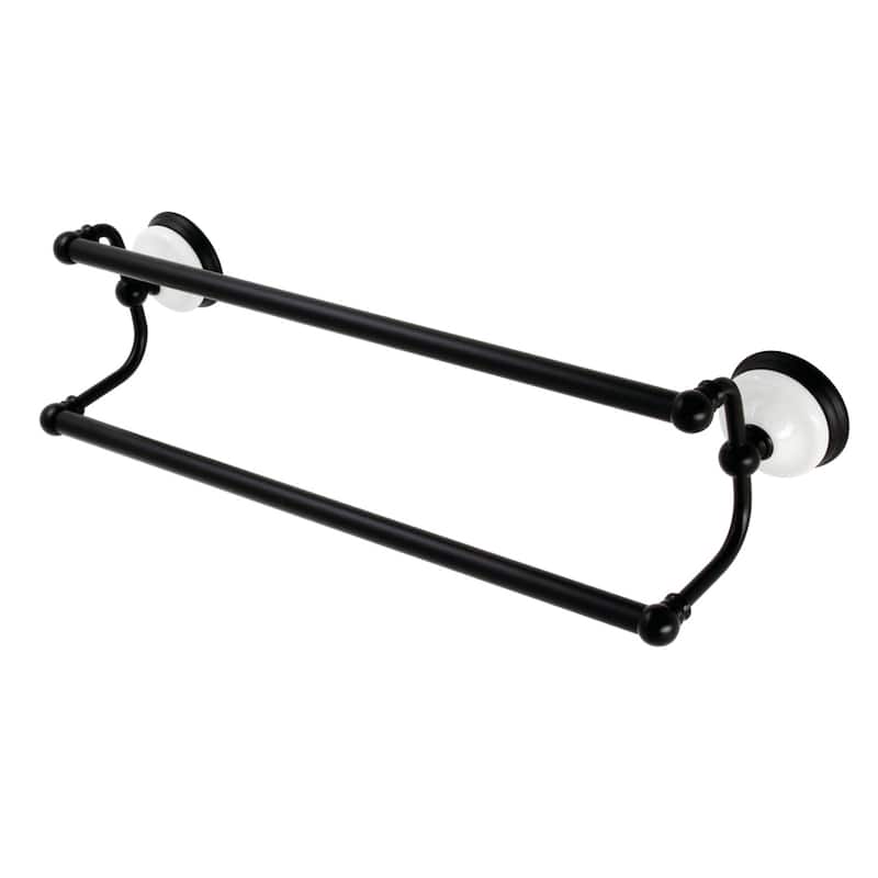 Vintage 18-Inch Dual Towel Bar - Matte Black