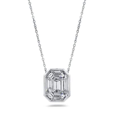 Auriya 14k Gold 1 1/4ctw Emerald-cut Diamond Station Necklace (G-H, VS1-VS2)