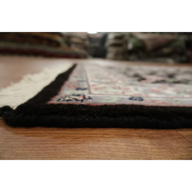 Hand Knotted Oriental 100% Wool Carpet Traditional Traditional Black Kashan Area Rug - 6' 1'' X 4' 0''