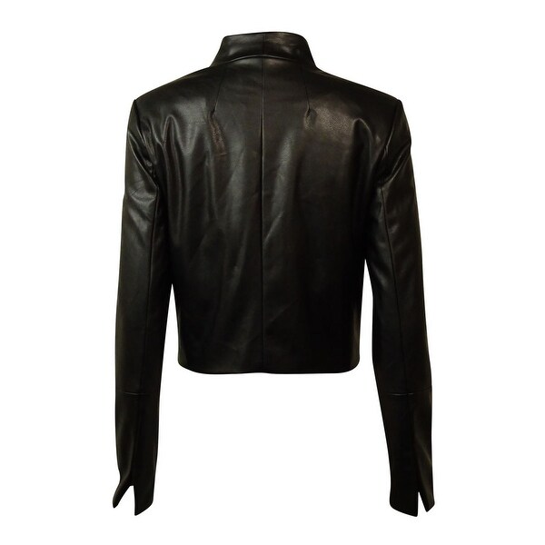calvin klein black leather jacket womens