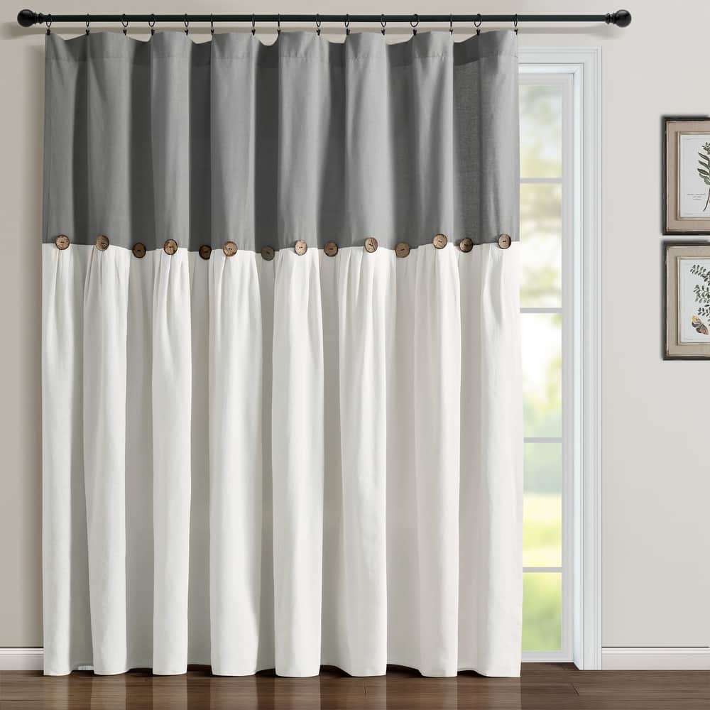 Lush Decor Linen Button Wide Width Single Curtain Panel (1 Panel)