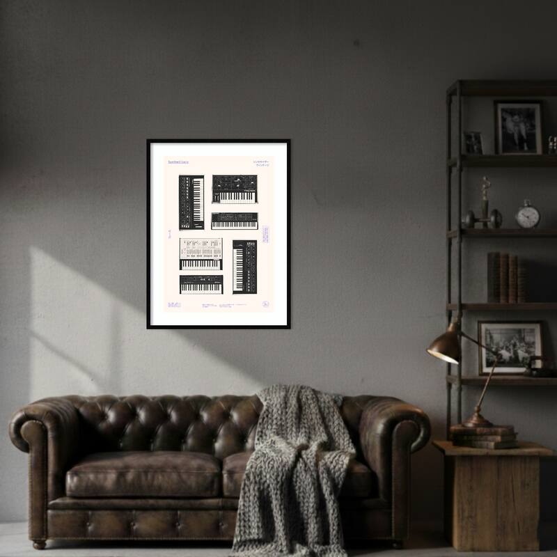 Synthetisers by Florent Bodart Wood Framed Wall Art Print