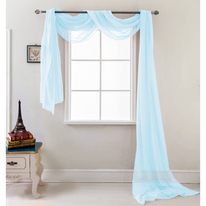 Celine Solid Sheer Curtain Canopy Bed Wedding Scarf - Blue