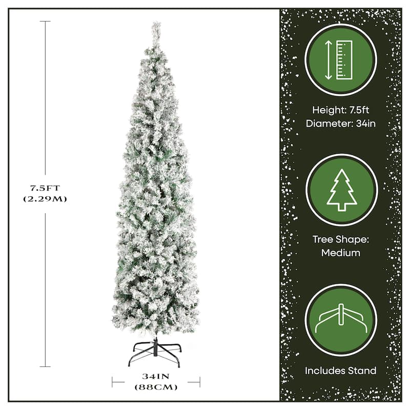 National Tree Company 7.5 ft Acacia Flocked Artificial Christmas Tree, Unlit, Hinged Branches, Includes Metal Stand - 7.5 Foot