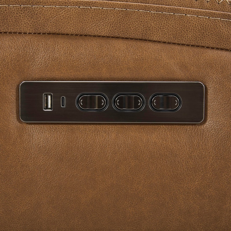 Cooper Leather Dual Power Reclining Sofa - Camel