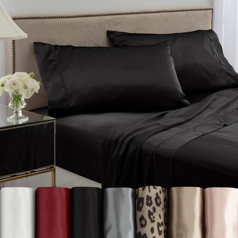 Seduction Satin Pillowcase Pair - Standard - Black