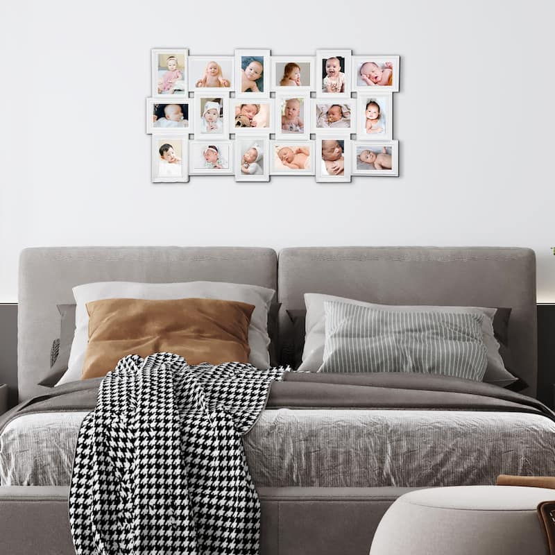 18 Openings Family Photo Frame 4x6 Picture Frame Collage Large for Wall Decor - White