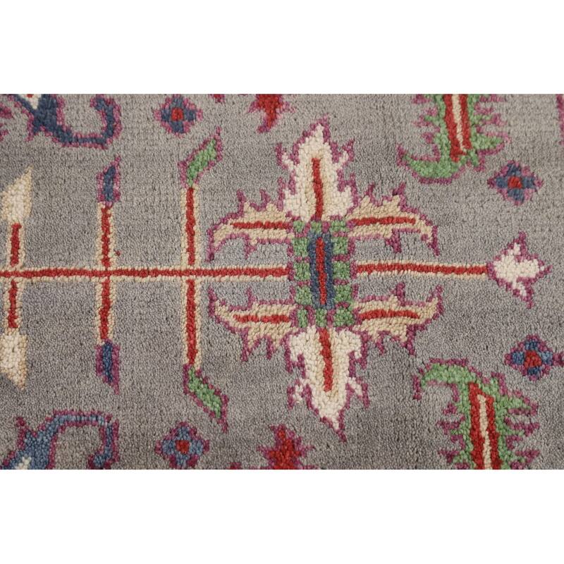 Gray Oushak Indian Area Rug Hand-Knotted Wool Carpet - 7'9"x 9'10"