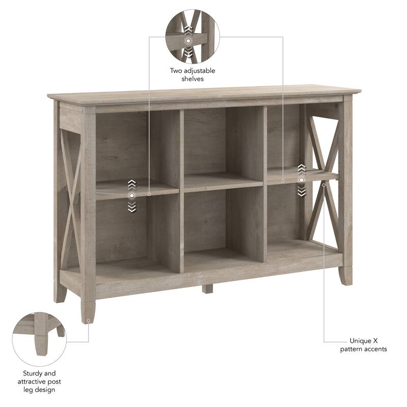 Bush Furniture Key West 6 Cube Bookcase with Adjustable Shelves