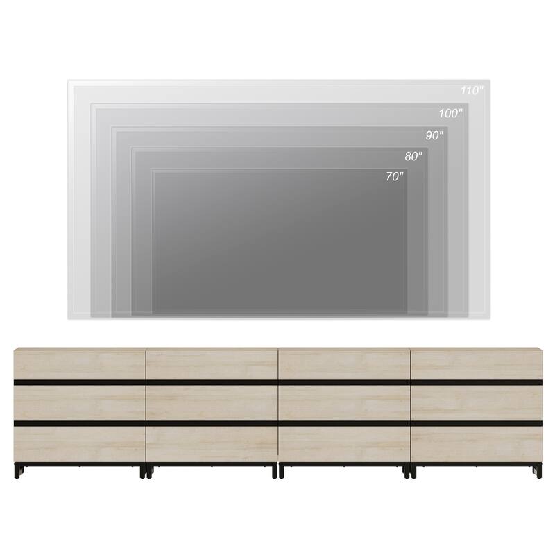 WAMPAT Modern TV Stand with Drawers and Metal Base