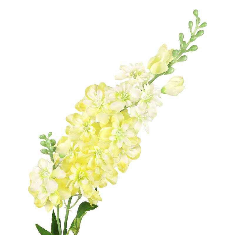 Set of 6 Yellow Artificial Delphinium Flower Stem Spray 34in - 34" L x 4" W x 4' DP
