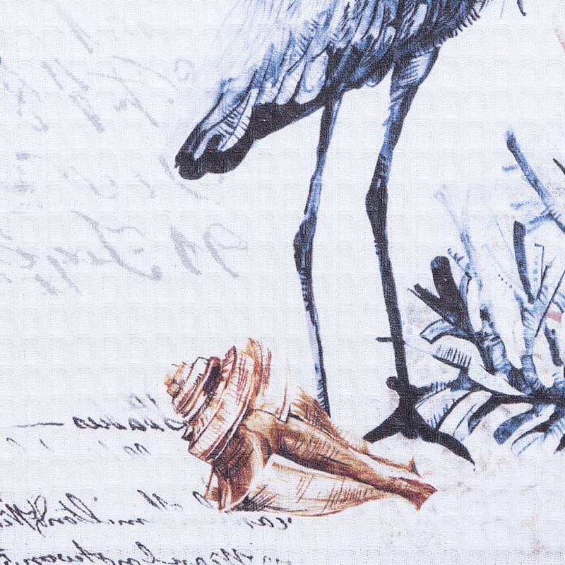 27" x 18" Heron Kitchen and Bathroom Graphic Print Hand Towel - Blue