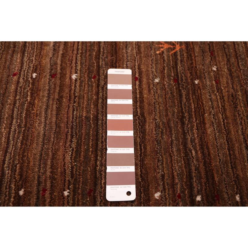 ECARPETGALLERY Hand Loomed Kashkuli Gabbeh Brown Wool Rug - 4'11 x 7'8