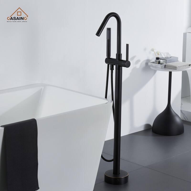 CASAINC Freestanding Single-Handle Bathtub Faucet with Hand Shower