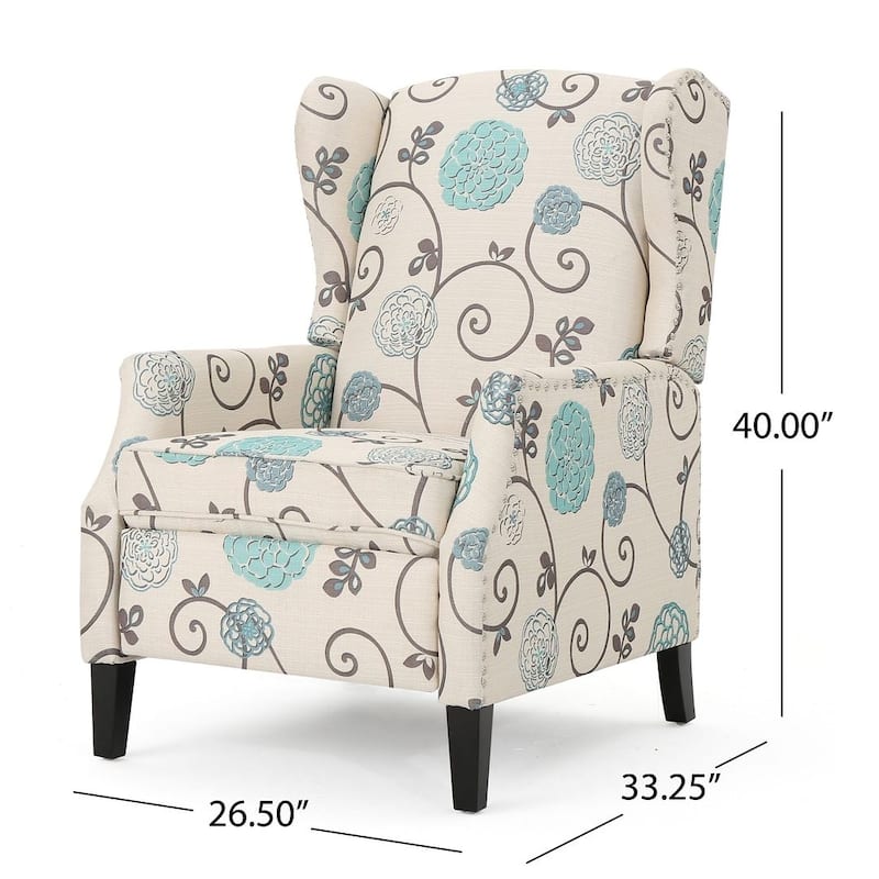 Traditional Fabric Recliner Chairs with Studded Border by Christopher Knight Home