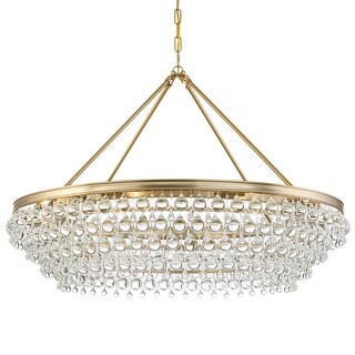 Calypso 8 Light Crystal Teardrop Vibrant Gold Chandelier - 40'' W x 25.75'' H - 40'' W x 25.75'' H