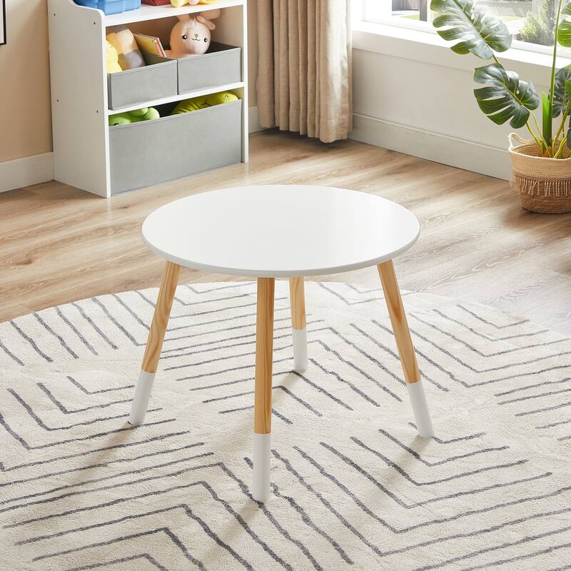 VECELO Kids Table with 2 Chairs Set for Toddlers, Boys, Girls, 3 Piece Kiddy Table and Chairs Set, White