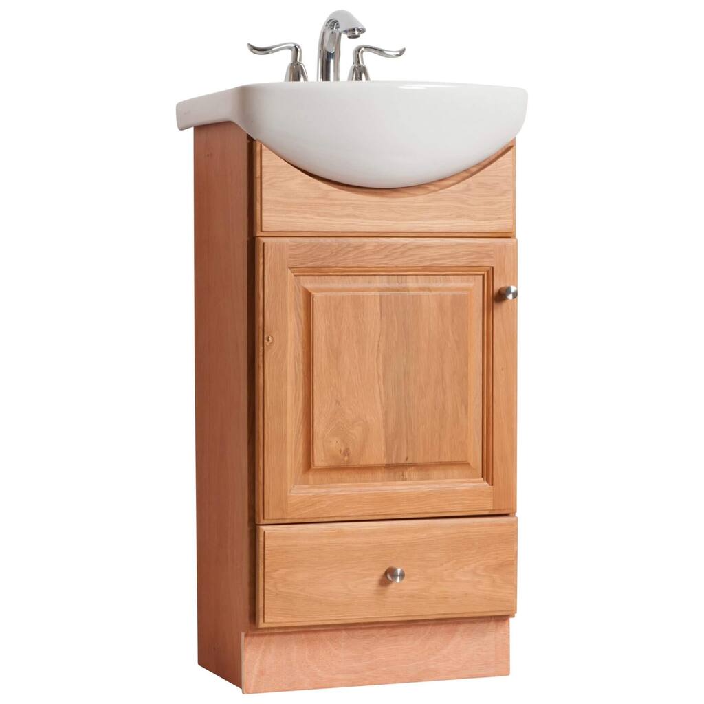 Fine Fixtures Petite 18 Inch Wood Oak/ White Bathroom Vanity