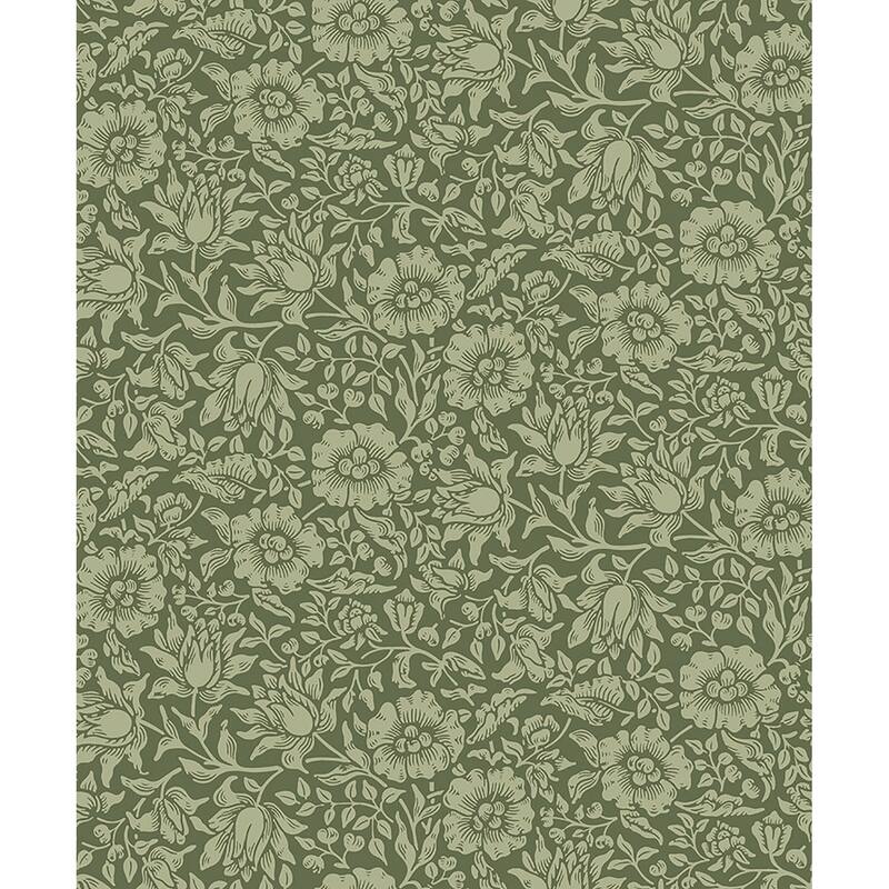 A-Street Prints Mallow Dark Green Floral Vine Wallpaper