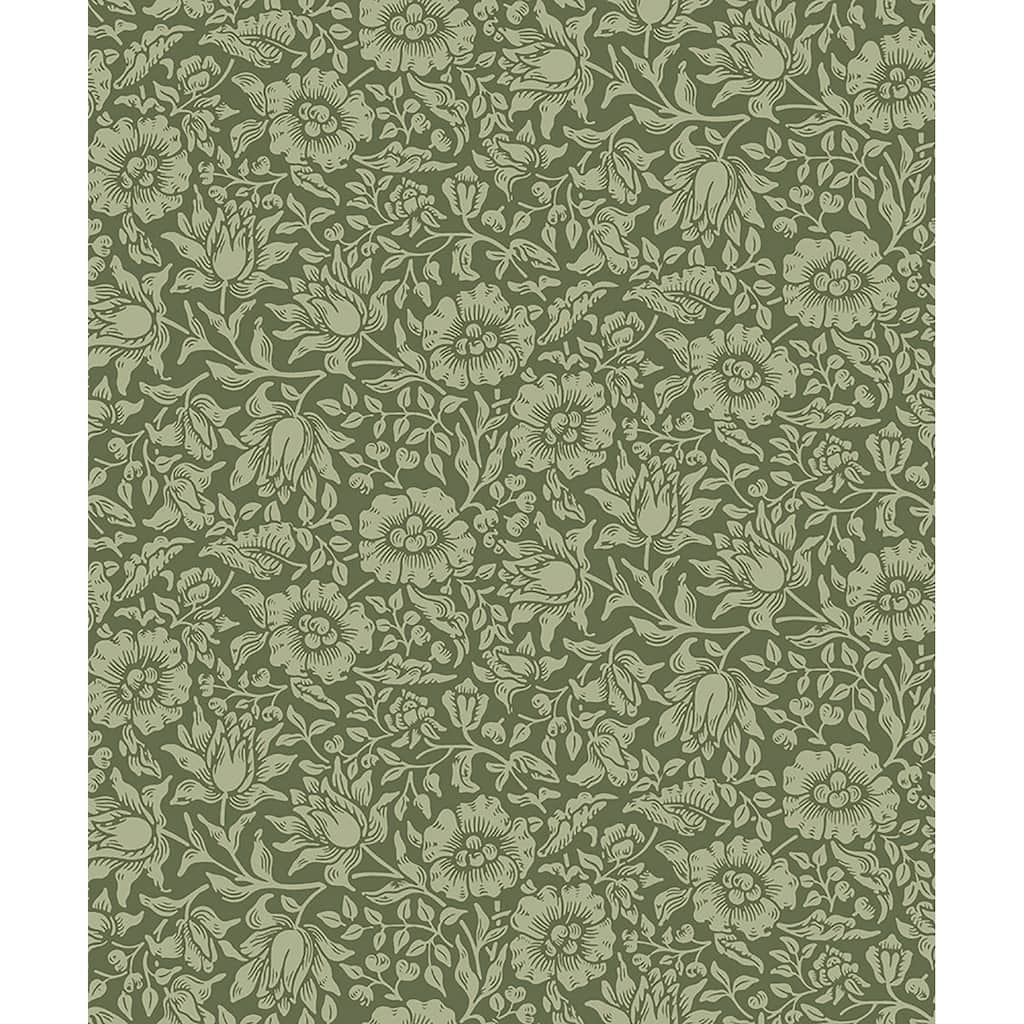 A-Street Prints Mallow Dark Green Floral Vine Wallpaper
