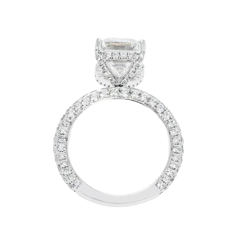 House Of Leon 18K White Gold 5.03ct Emerald Diamond Engagement Ring 6.61ctw GIA