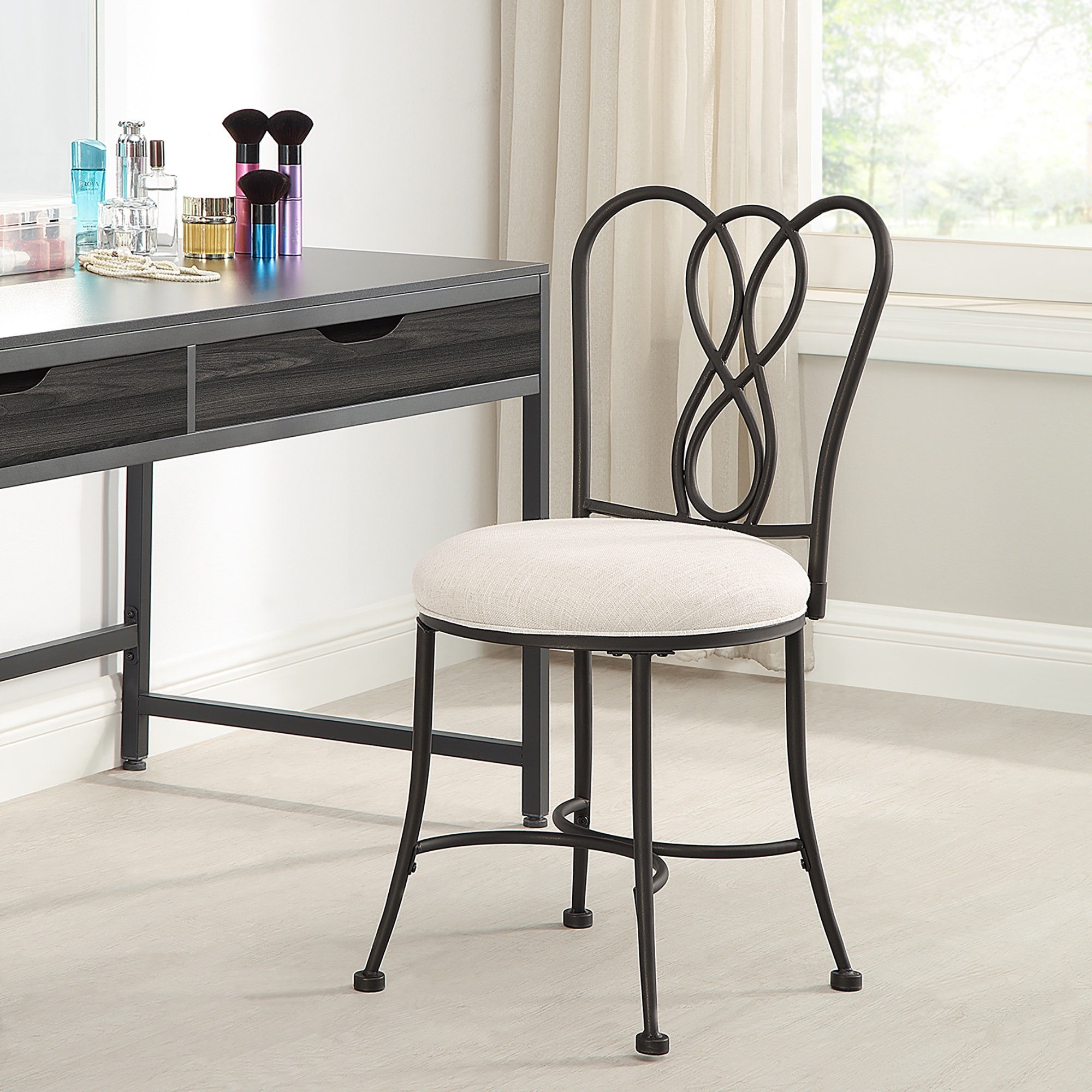 Azalea Park Bronze Upholstered Vanity Stool - 15.94 W x 18.7 D x 32.48 H"