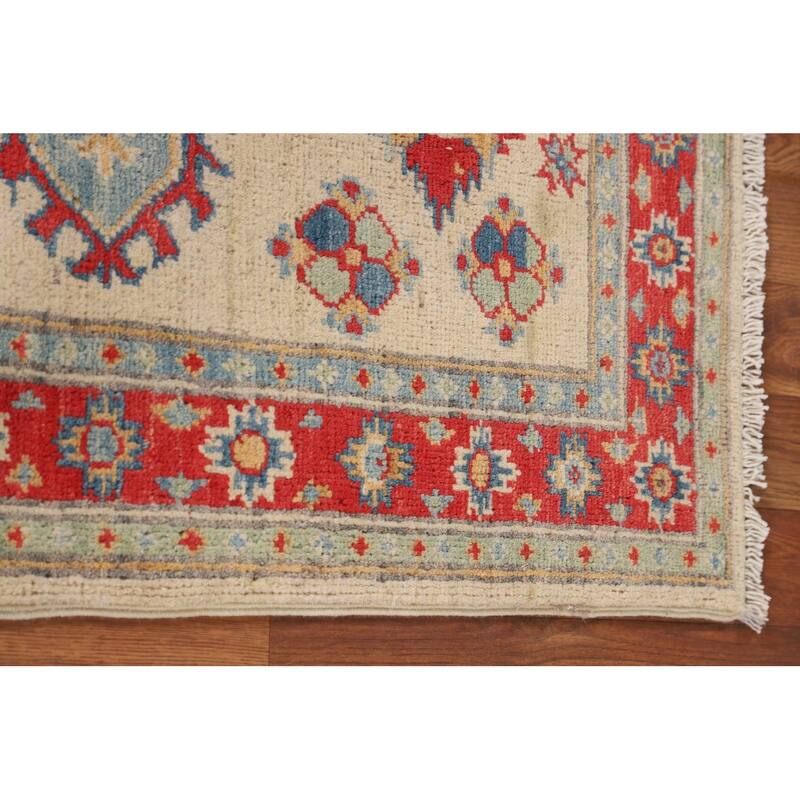 Geometric Kazak Oriental Runner Rug Handmade Wool Carpet - 2'3" x 6'0"