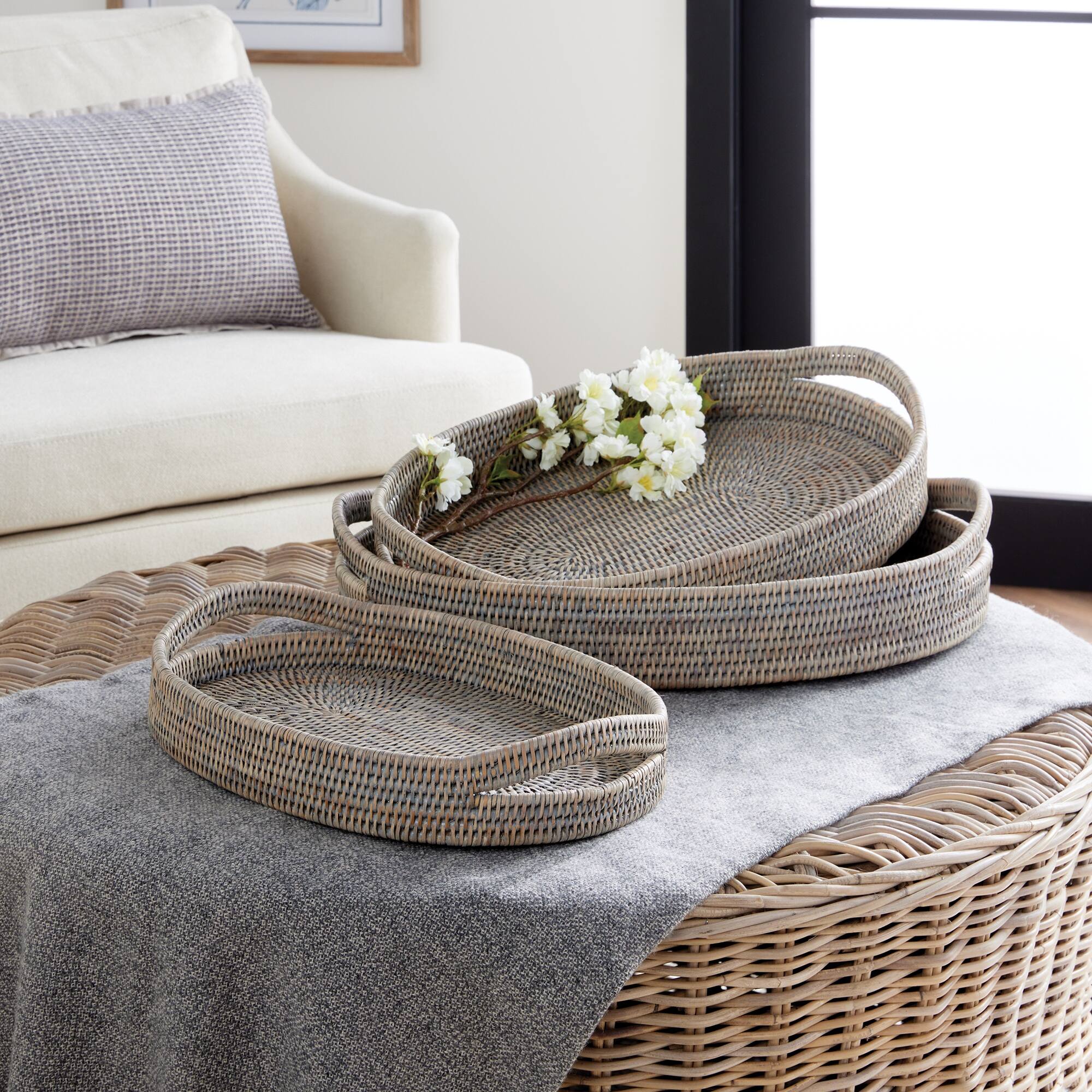 Burma Rattan Oval Serving Trays Bed Bath & Beyond 40017431