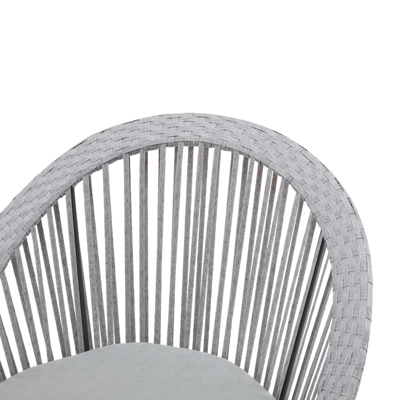 26.7" Modern Silver Swivel Wicker Chair xianRattan Iron Frame Round Design Living Room