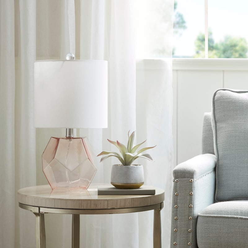 Bella Geometric Glass Table Lamp by 510 Design - pink