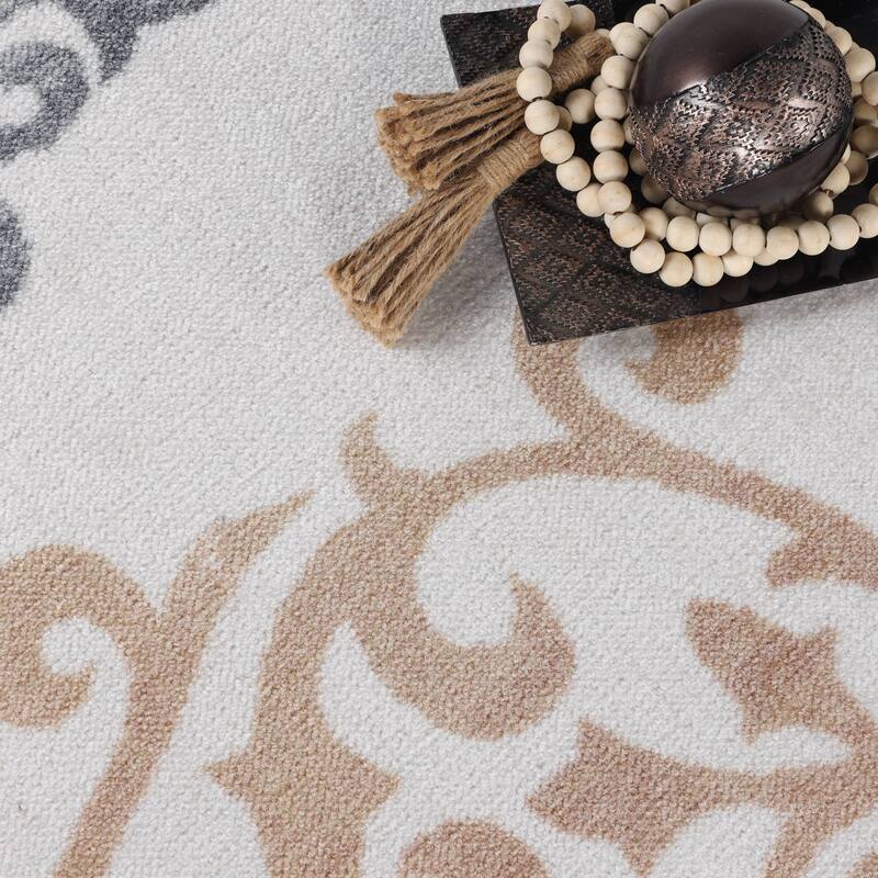 Superior Amber Floral Scroll Non-Slip Washable Indoor Runner or Area Rug