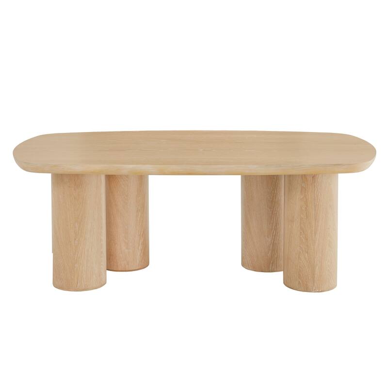 Edo Contemporary Oak-Finished Table with Sturdy Column Base by iNSPIRE Q Modern