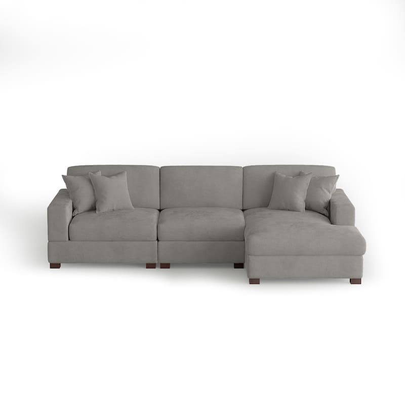 Modern Oversized Chenille Modular Sectional Sofa With Chaise