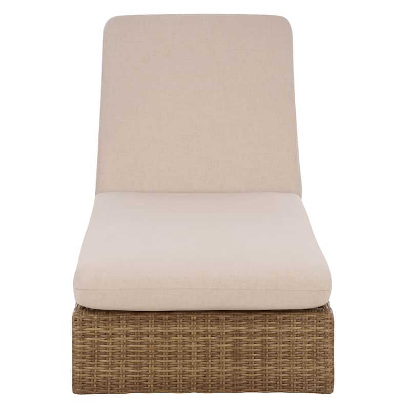 SAFAVIEH Outdoor Living Emma Lounger - 75"W x 26"D x 13"H - Natural/Taupe