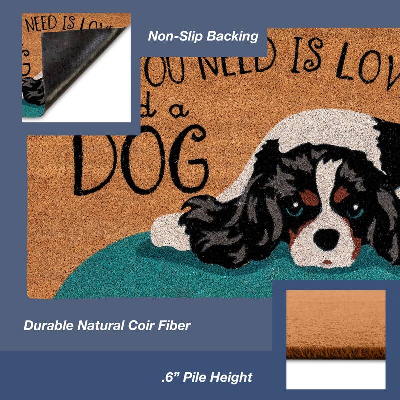 Liora Manne Natura Love And A Dog Outdoor Mat Natural 18"x30"