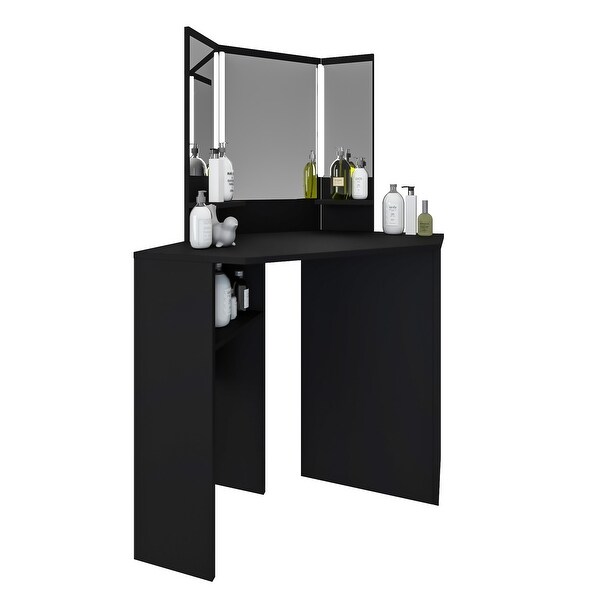 Black corner store makeup vanity