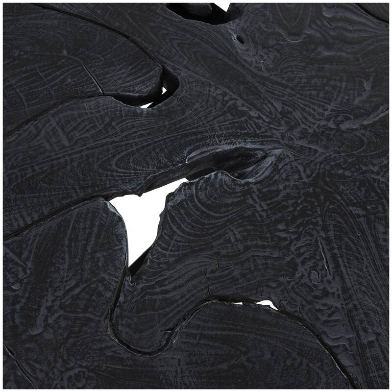 Teak Wood Geometric Handmade Live Edge Living Room Coffee Table with Black Metal Base - Black - Roche River Decor