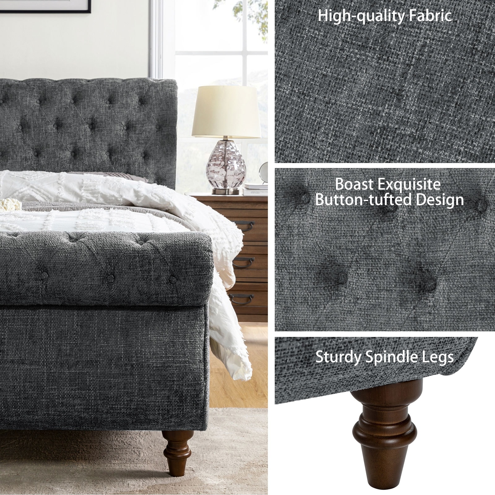 Fidelia upholstered discount storage platform bed