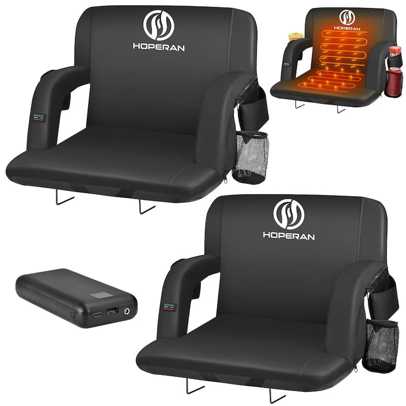 23 Inch 2-Pack Heated Stadium Seats for Bleachers with 20000mAh Power Bank Included Stadium Seating for Bleachers Seat