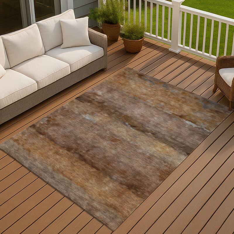 Machine Washable Indoor/ Outdoor Contemporary Ombre Chantille Rug - Paprika - 10' x 14'