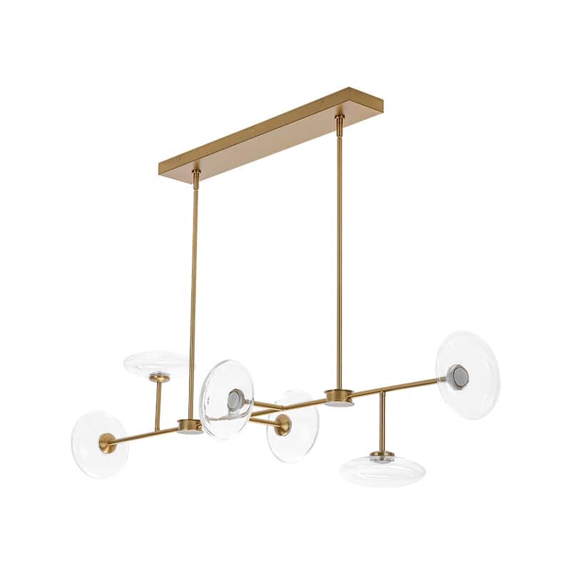 Minimalist 6-Light Dimmable LED Glass Island Pendant Chandelier