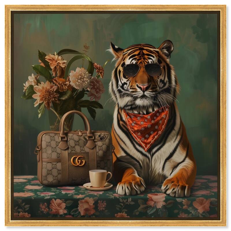 Fanciful Tiger Canvas by Art Remedy - Gold - 20" x 20"