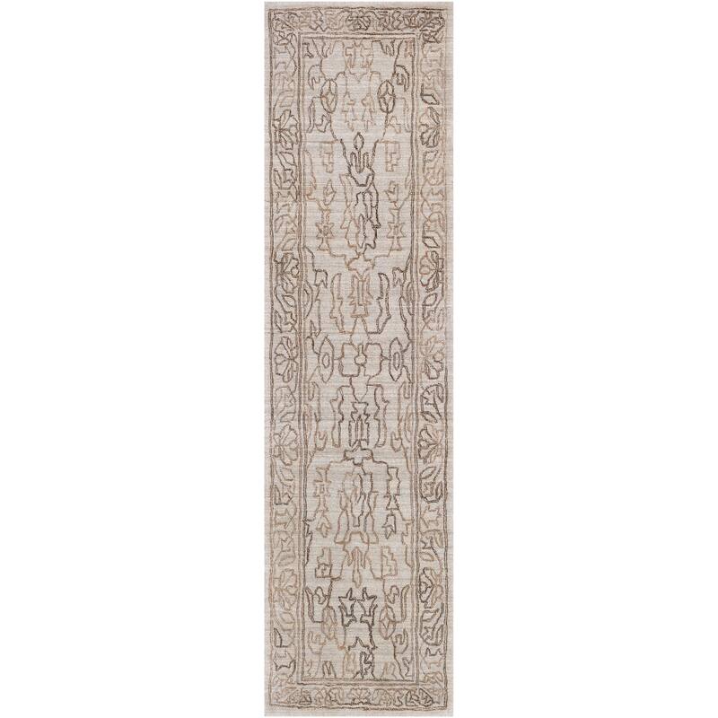 Surya Dove Hand-loomed Viscose Area Rug - 2'6" x 10' Runner - Camel/Grey