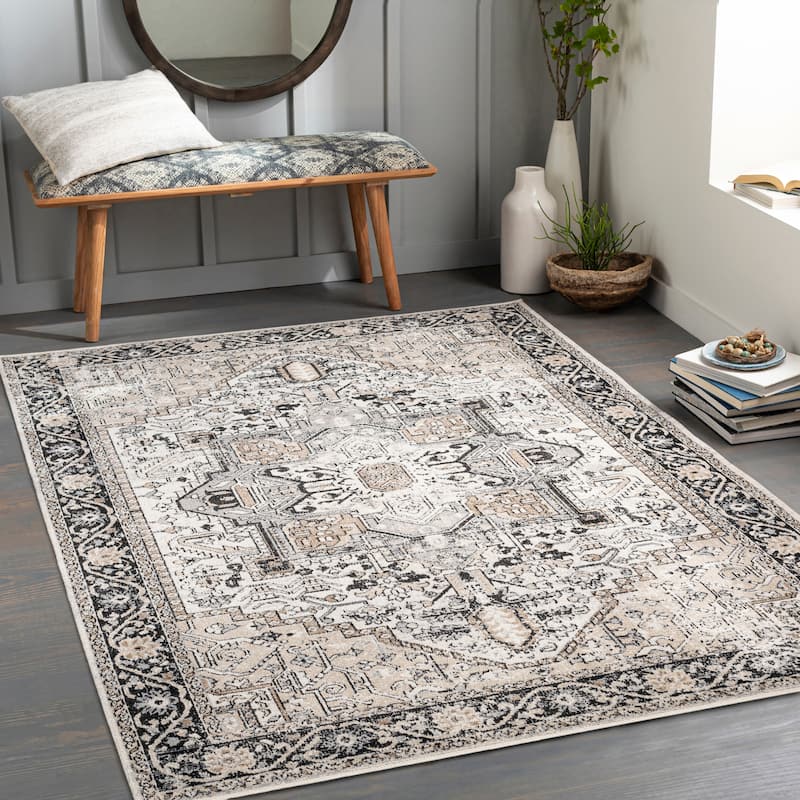 Livabliss Dorinda Traditional Washable Machine Washable Area Rug - Grey - 9' 3" x 12'