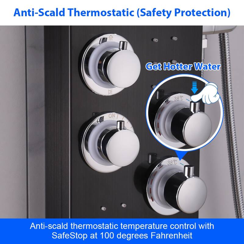 52 in. LED Shower Panel System with Thermostatic in Brushed Black