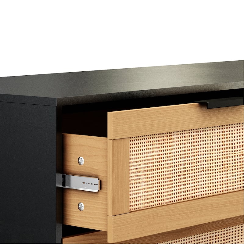 6 Drawers Rattan Dresser Rattan Drawer, Bedroom,Living Room