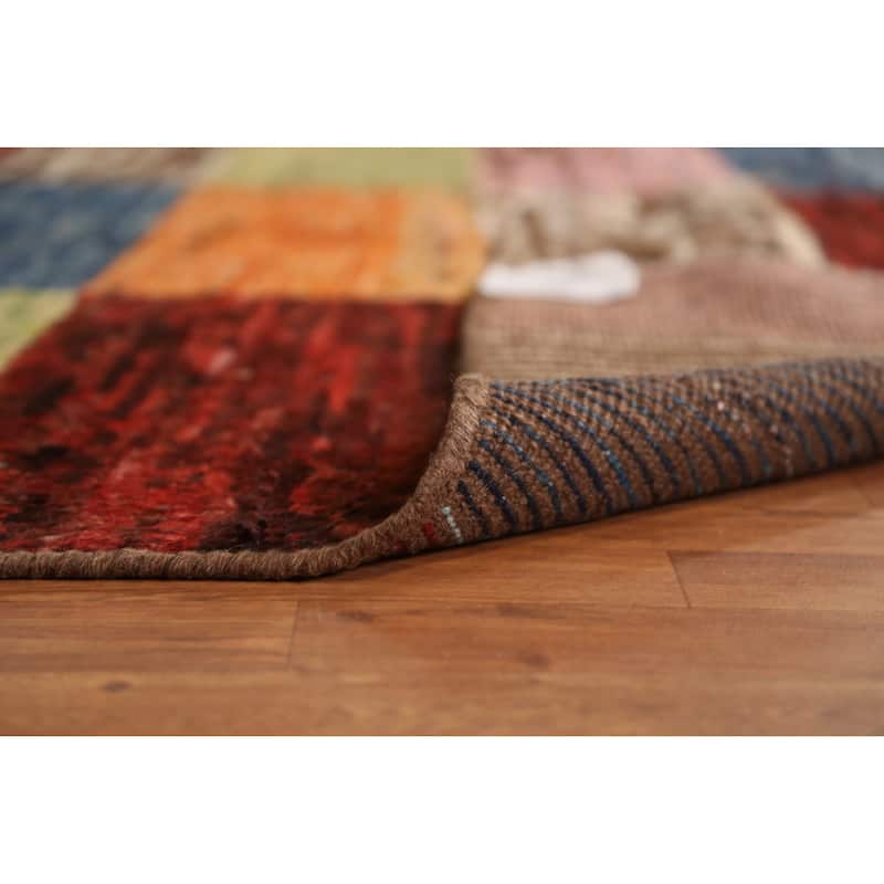 Checkered Moroccan Area Rug Hand-Knotted Wool Carpet - 6'8" x 9'11"