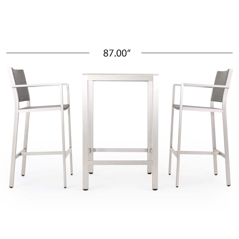 Cape Coral Outdoor 3-piece Bar Set with Glass Table Top by Christopher Knight Home